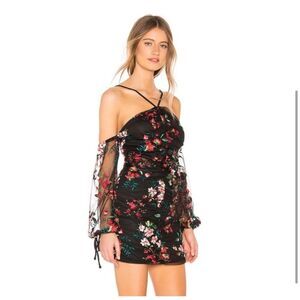 Tularosa Revolve Black Floral Embroidered Cali‎ Mini Dress size Small